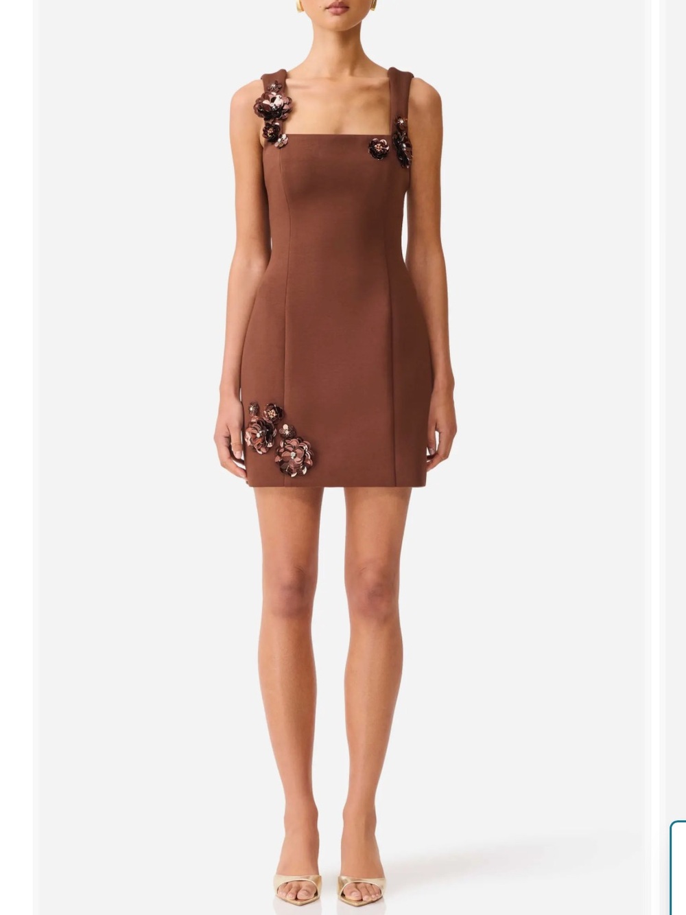 elliatt emma brown 3d floral sequin rosette embellished mini dress size medium
